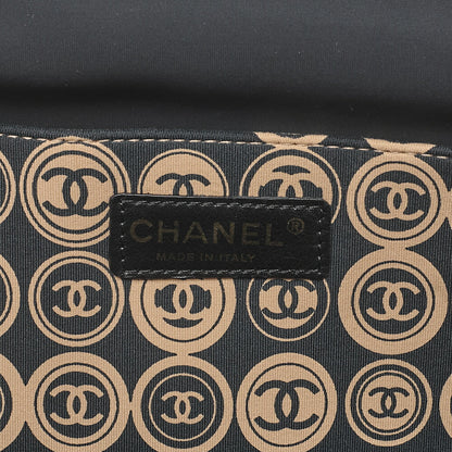 CHANEL Coco Mark All-Over Pattern Handbag Cotton Black X Gold Gold-Tone Hardware, Pre-Owned