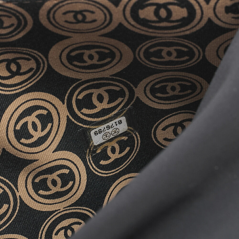 CHANEL Coco Mark All-Over Pattern Handbag Cotton Black X Gold Gold-Tone Hardware, Pre-Owned