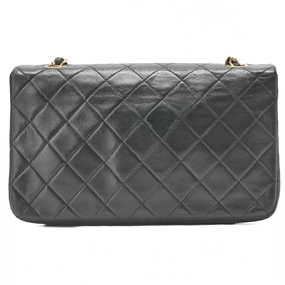 CHANEL Lambskin Matelasse Full Flap Turnlock Chain Shoulder Black Gold-Tone Hardware, Pre-Owned
