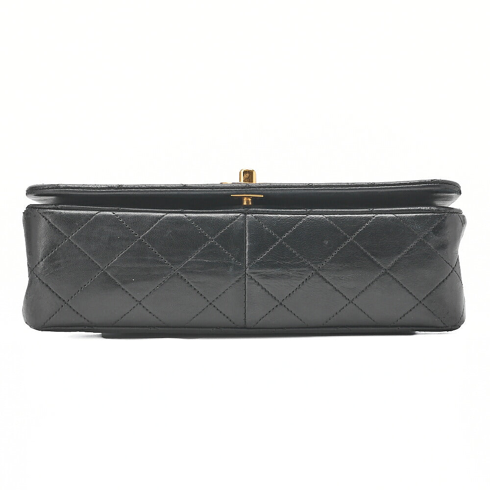 CHANEL Lambskin Matelasse Full Flap Turnlock Chain Shoulder Black Gold-Tone Hardware, Pre-Owned