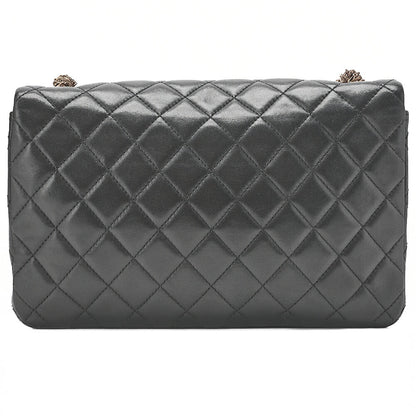 CHANEL Lambskin Matelasse 23cm Westminster Pearl Chain Shoulder Black Gold-Tone Hardware, Pre-Owned
