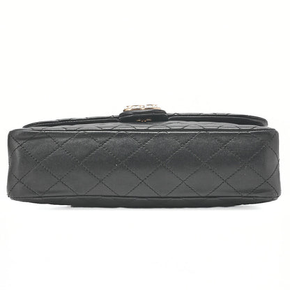 CHANEL Lambskin Matelasse 23cm Westminster Pearl Chain Shoulder Black Gold-Tone Hardware, Pre-Owned