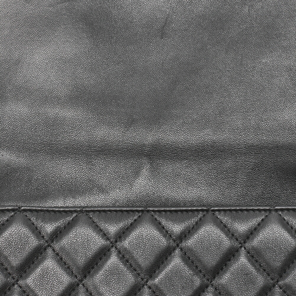 CHANEL Lambskin Matelasse 23cm Westminster Pearl Chain Shoulder Black Gold-Tone Hardware, Pre-Owned