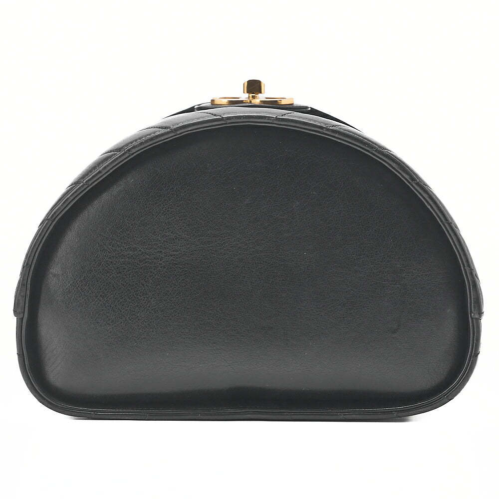 CHANEL Lambskin Chevron Bicolore 2way Vanity Shoulder Black Gold-Tone Hardware, Pre-Owned