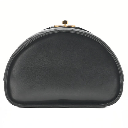 CHANEL Lambskin Chevron Bicolore 2way Vanity Shoulder Black Gold-Tone Hardware, Pre-Owned