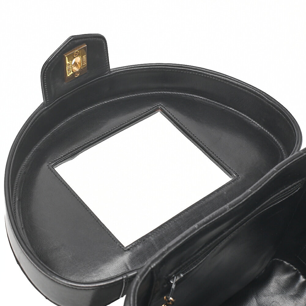 CHANEL Lambskin Chevron Bicolore 2way Vanity Shoulder Black Gold-Tone Hardware, Pre-Owned