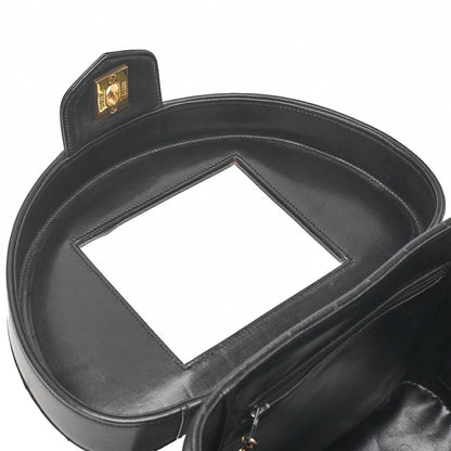 CHANEL Lambskin Chevron Bicolore 2way Vanity Shoulder Black Gold-Tone Hardware, Pre-Owned