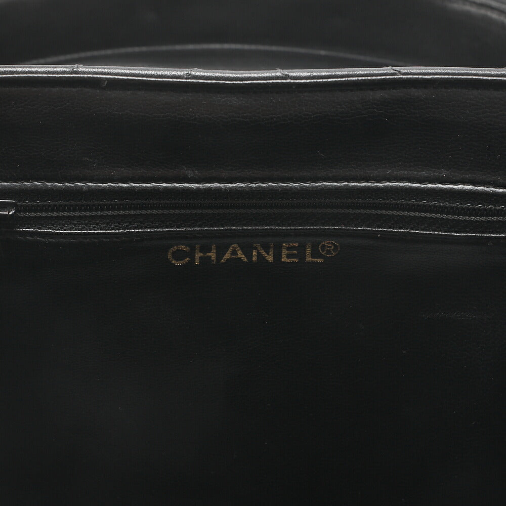 CHANEL Lambskin Chevron Bicolore 2way Vanity Shoulder Black Gold-Tone Hardware, Pre-Owned