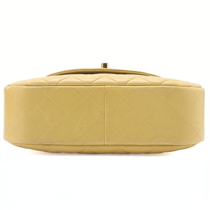 CHANEL Lambskin Matelasse Turnlock Round Flap Chain Handbag Yellow Gold-Tone Hardware, Pre-Owned