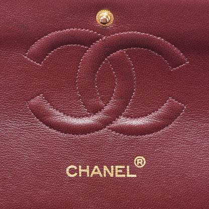 CHANEL Lambskin Matelasse W Flap 25 Chain Shoulder Black Gold-Tone Hardware, Pre-Owned