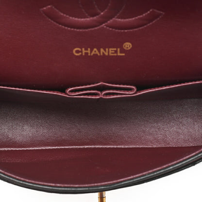 CHANEL Lambskin Matelasse W Flap 25 Chain Shoulder Black Gold-Tone Hardware, Pre-Owned