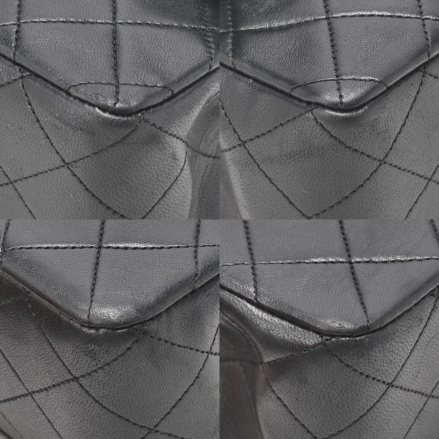 CHANEL Lambskin Matelasse W Flap 25 Chain Shoulder Black Gold-Tone Hardware, Pre-Owned