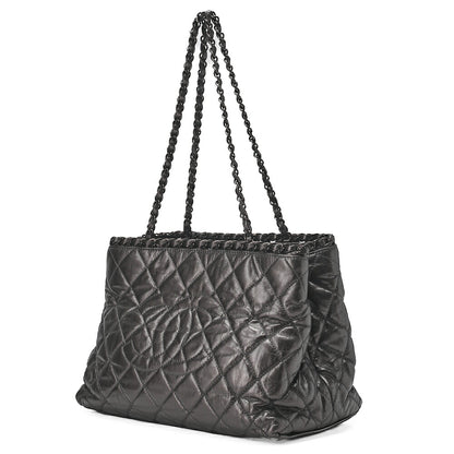 CHANEL Vintage Calf Luxury Line Big Coco Mark Chain Tote Black-Tone Hardware, Pre-Owned