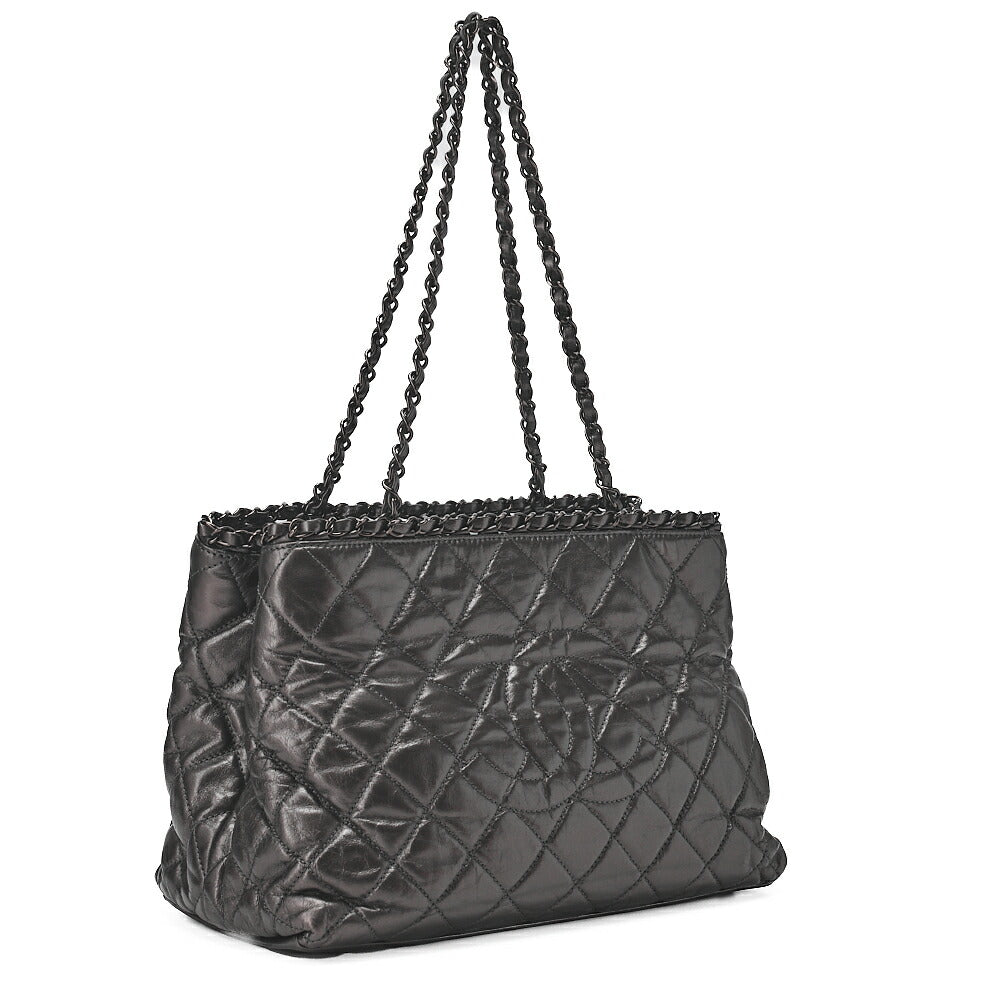 CHANEL Vintage Calf Luxury Line Big Coco Mark Chain Tote Black-Tone Hardware, Pre-Owned