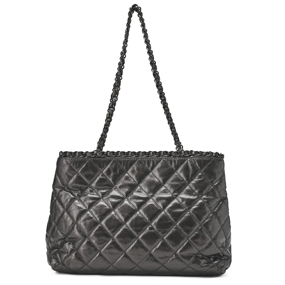 CHANEL Vintage Calf Luxury Line Big Coco Mark Chain Tote Black-Tone Hardware, Pre-Owned