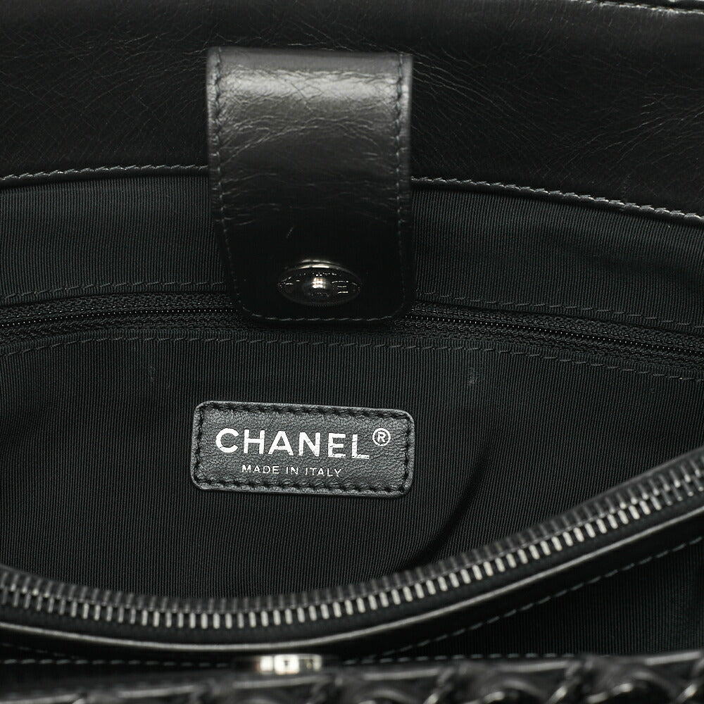 CHANEL Vintage Calf Luxury Line Big Coco Mark Chain Tote Black-Tone Hardware, Pre-Owned