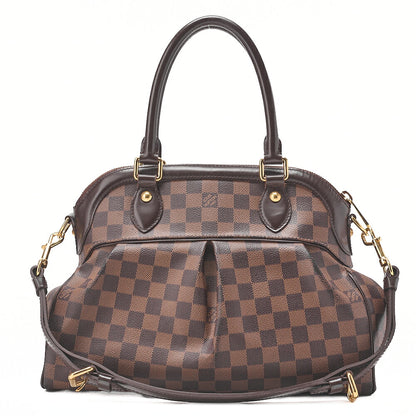 LOUIS VUITTON Louis Vuitton Damier Trevi PM Handbag N51997 Damier Evenu Brown Gold-Tone Hardware, Pre-Owned