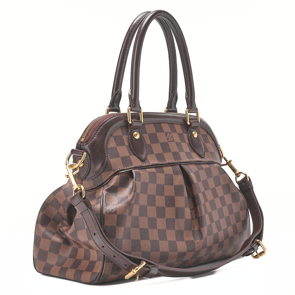 LOUIS VUITTON Louis Vuitton Damier Trevi PM Handbag N51997 Damier Evenu Brown Gold-Tone Hardware, Pre-Owned