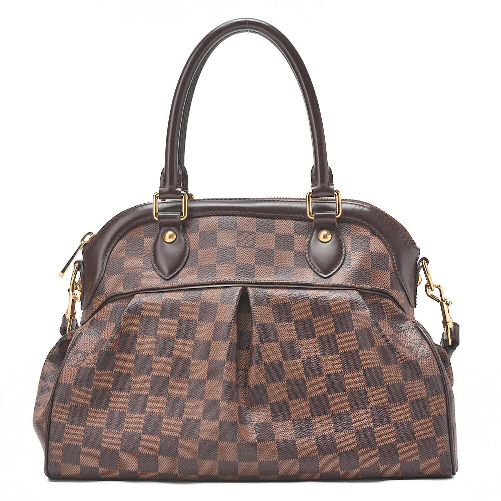 LOUIS VUITTON Louis Vuitton Damier Trevi PM Handbag N51997 Damier Evenu Brown Gold-Tone Hardware, Pre-Owned