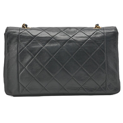 CHANEL Matelasse Diana Flap 25cm Chain Shoulder Lambskin Black Gold-Tone Hardware, Pre-Owned