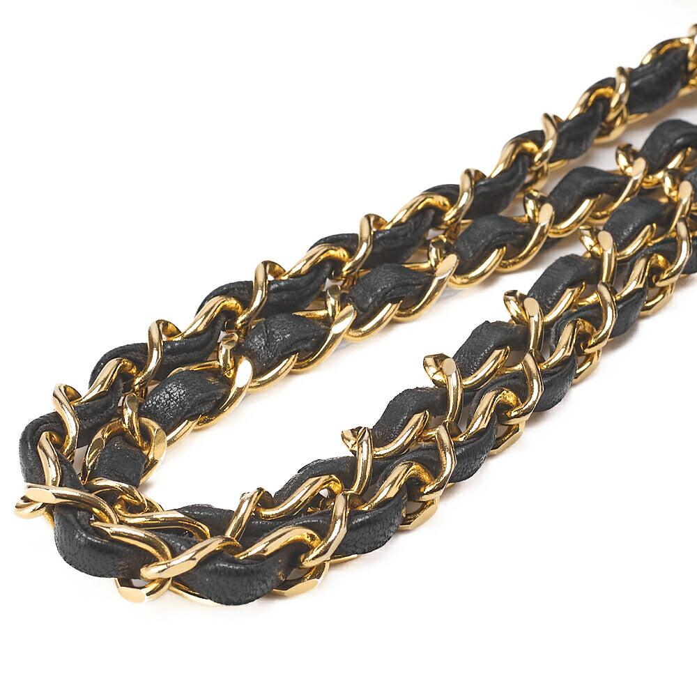 CHANEL Chain Shoulder Bag Matelasse Double Flap 25cm Lambskin Black Gold-Tone Hardware, Pre-Owned