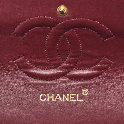 CHANEL Chain Shoulder Bag Matelasse Double Flap 25cm Lambskin Black Gold-Tone Hardware, Pre-Owned