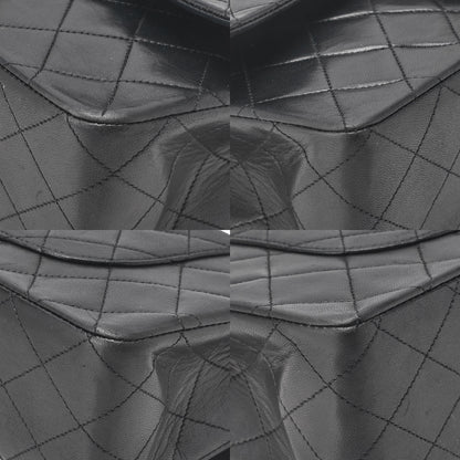 CHANEL Chain Shoulder Bag Matelasse Double Flap 25cm Lambskin Black Gold-Tone Hardware, Pre-Owned