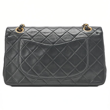 CHANEL Matelasse Double Flap 23cm Chain Shoulder Lambskin Black Gold-Tone Hardware, Pre-Owned