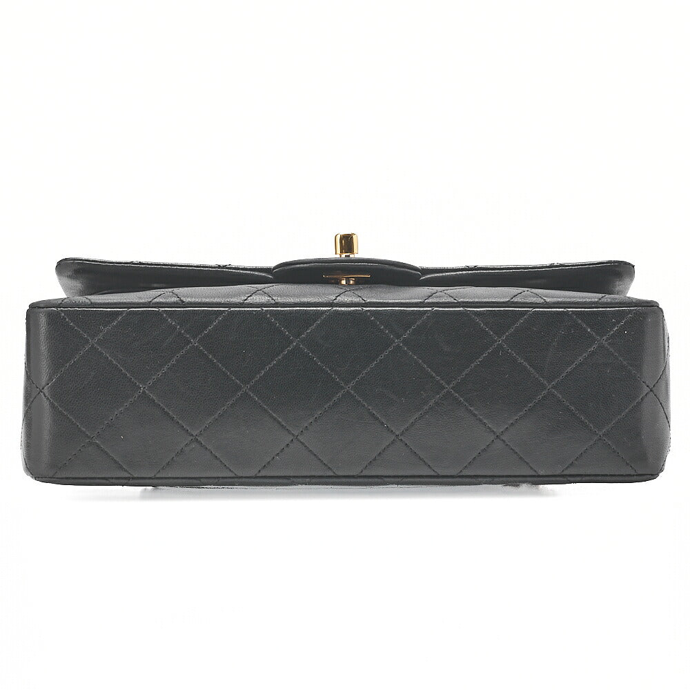 CHANEL Matelasse Double Flap 23cm Chain Shoulder Lambskin Black Gold-Tone Hardware, Pre-Owned