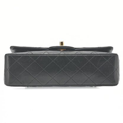 CHANEL Matelasse Double Flap 23cm Chain Shoulder Lambskin Black Gold-Tone Hardware, Pre-Owned