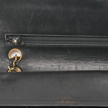 CHANEL Matelasse Double Flap 23cm Chain Shoulder Lambskin Black Gold-Tone Hardware, Pre-Owned