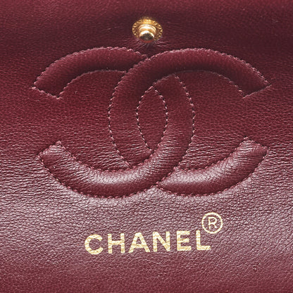 CHANEL Matelasse Double Flap 23cm Chain Shoulder Lambskin Black Gold-Tone Hardware, Pre-Owned