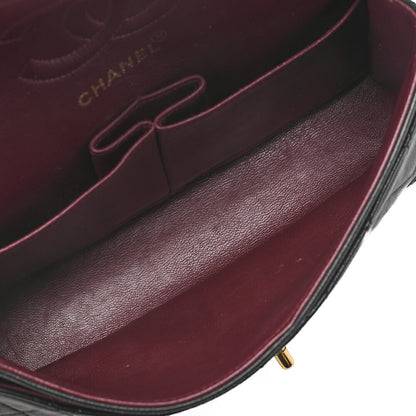 CHANEL Matelasse Double Flap 23cm Chain Shoulder Lambskin Black Gold-Tone Hardware, Pre-Owned