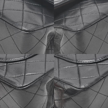 CHANEL Matelasse Double Flap 23cm Chain Shoulder Lambskin Black Gold-Tone Hardware, Pre-Owned