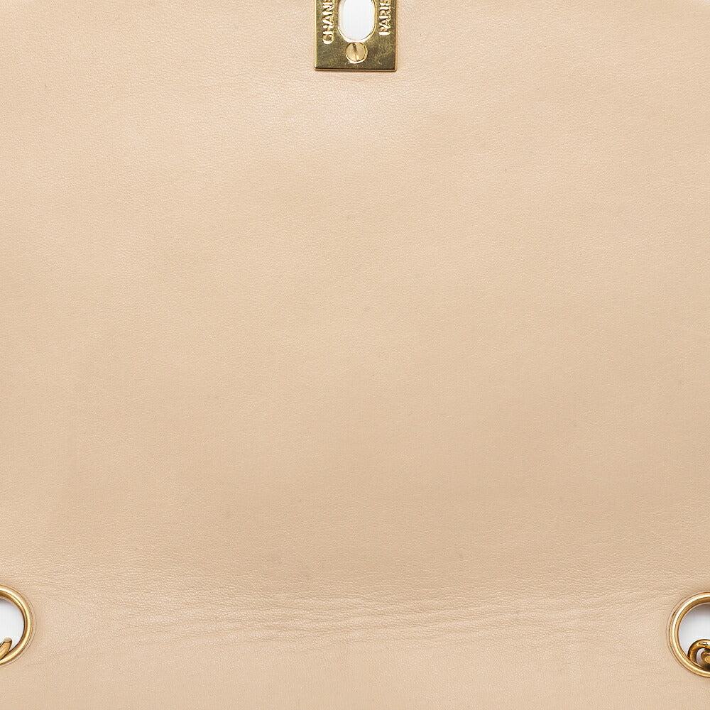 CHANEL Matelasse Diana Flap 25cm Chain Shoulder Lambskin Beige Gold-Tone Hardware, Pre-Owned