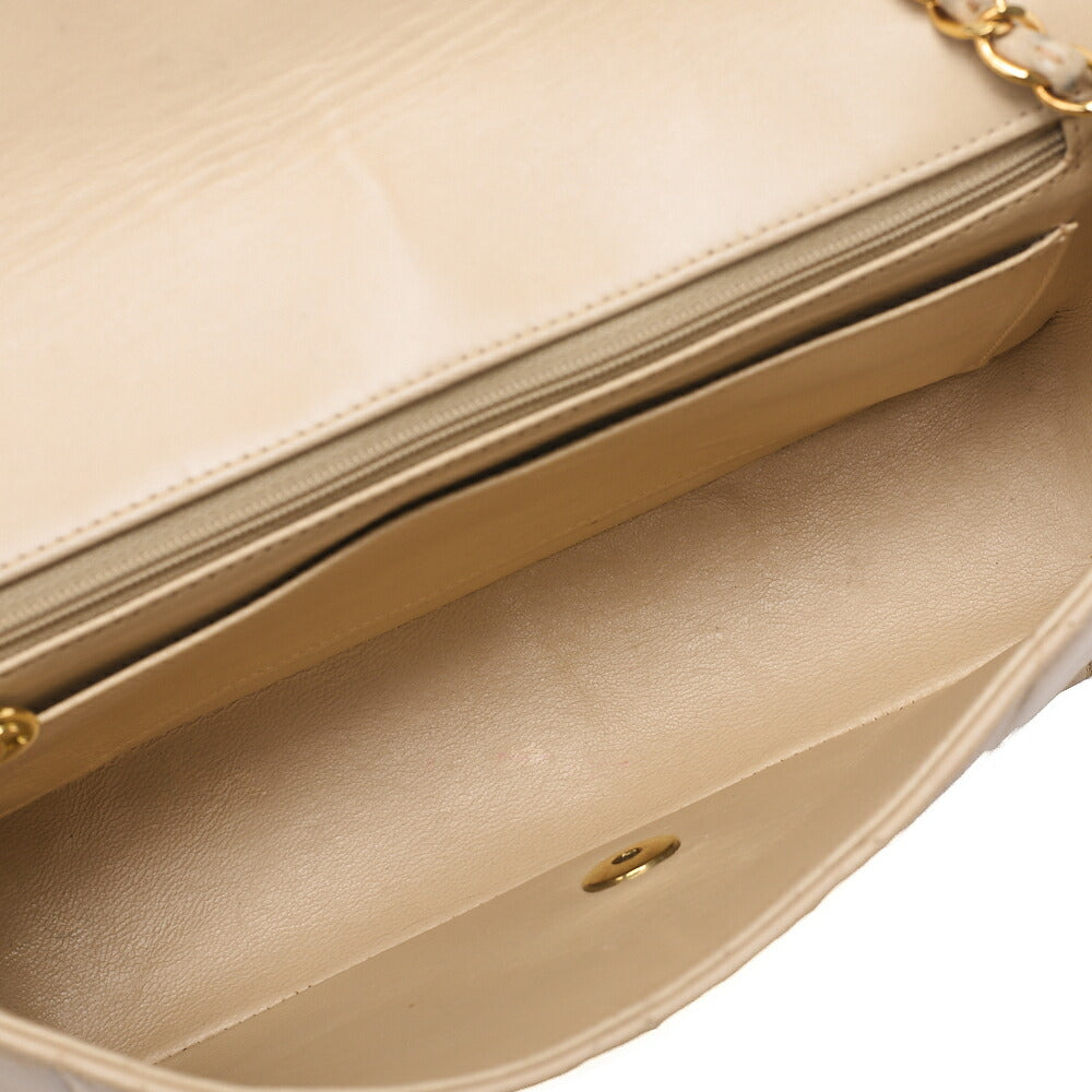 CHANEL Matelasse Diana Flap 25cm Chain Shoulder Lambskin Beige Gold-Tone Hardware, Pre-Owned