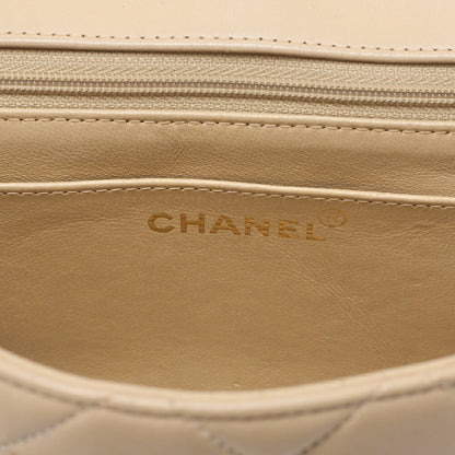 CHANEL Matelasse Diana Flap 25cm Chain Shoulder Lambskin Beige Gold-Tone Hardware, Pre-Owned