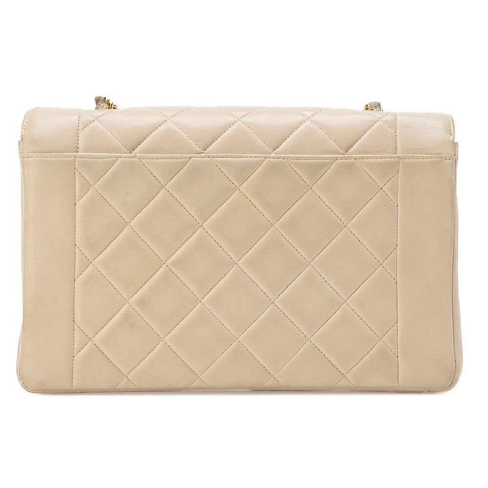 CHANEL Matelasse  Diana Flap 24cm Chain Shoulder Lambskin Beige Gold-Tone Hardware, Pre-Owned