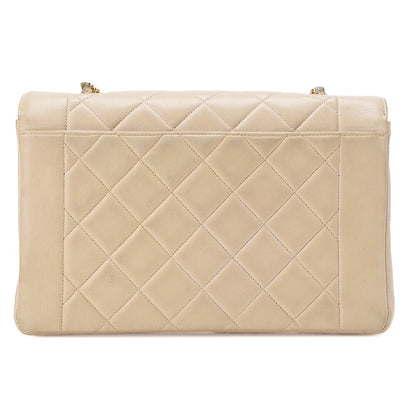 CHANEL Matelasse  Diana Flap 24cm Chain Shoulder Lambskin Beige Gold-Tone Hardware, Pre-Owned