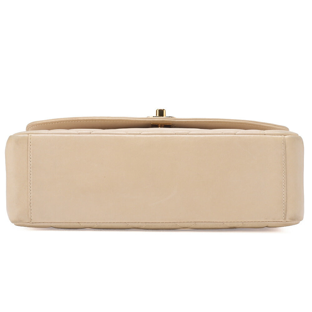 CHANEL Matelasse  Diana Flap 24cm Chain Shoulder Lambskin Beige Gold-Tone Hardware, Pre-Owned