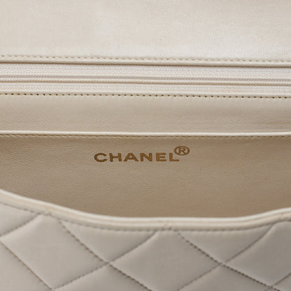 CHANEL Matelasse  Diana Flap 24cm Chain Shoulder Lambskin Beige Gold-Tone Hardware, Pre-Owned