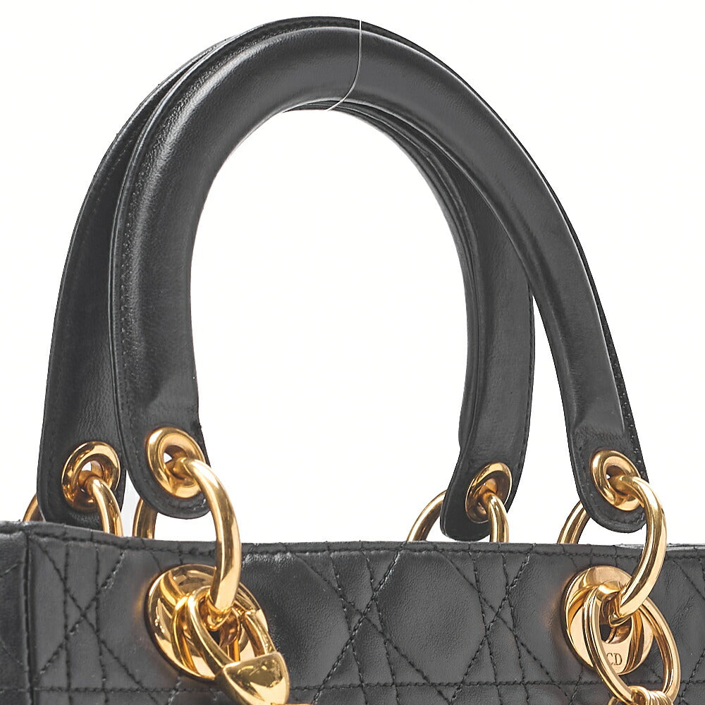 Dior Lady Dior Cannage Handbag Lambskin Gold-Tone Hardware, Pre-Owned