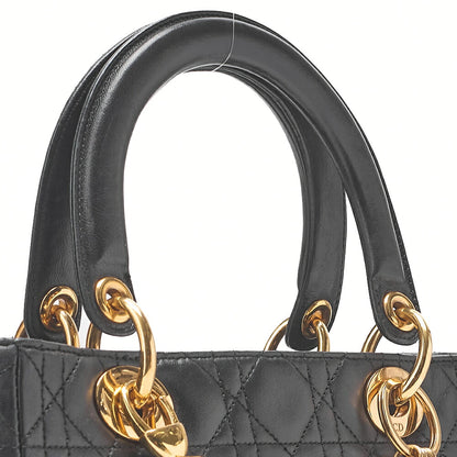 Dior Lady Dior Cannage Handbag Lambskin Gold-Tone Hardware, Pre-Owned