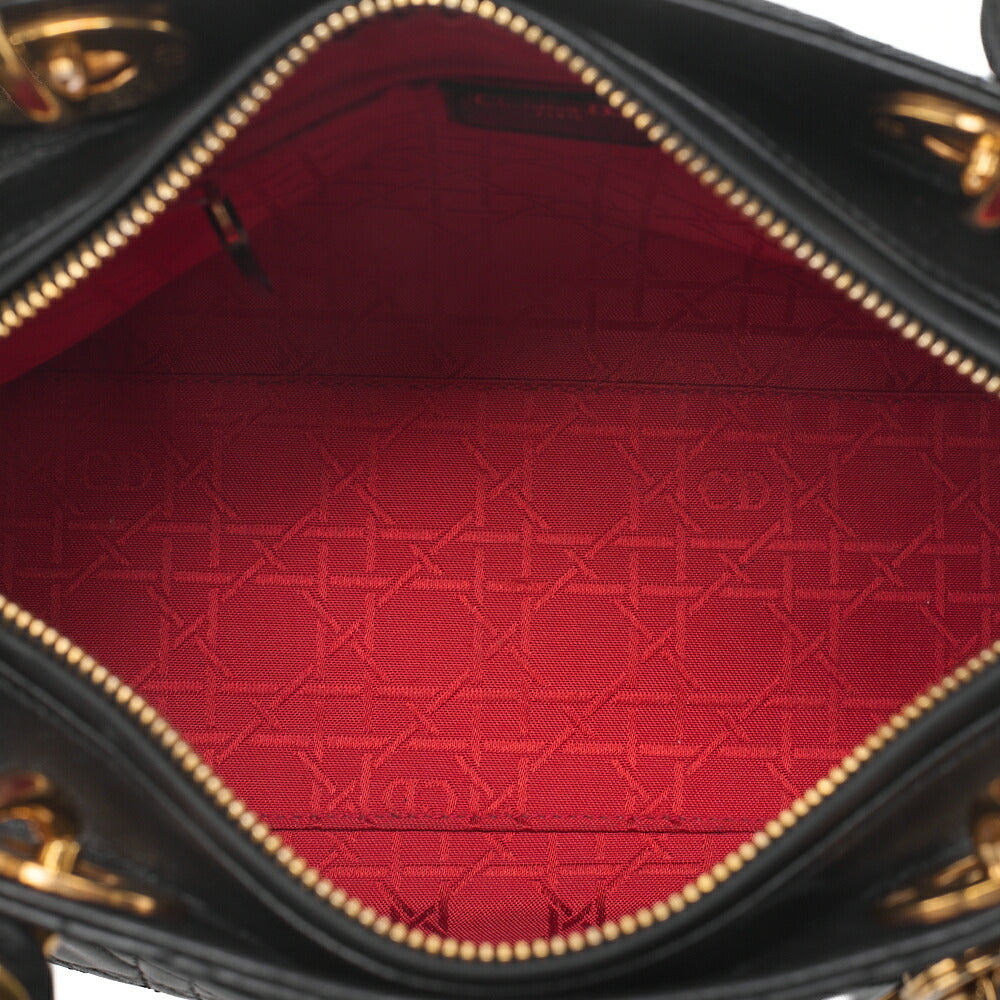 Dior Lady Dior Cannage Handbag Lambskin Gold-Tone Hardware, Pre-Owned