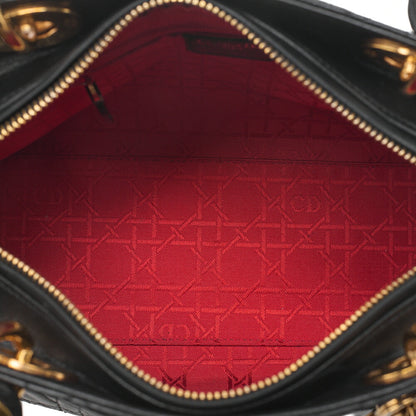 Dior Lady Dior Cannage Handbag Lambskin Gold-Tone Hardware, Pre-Owned