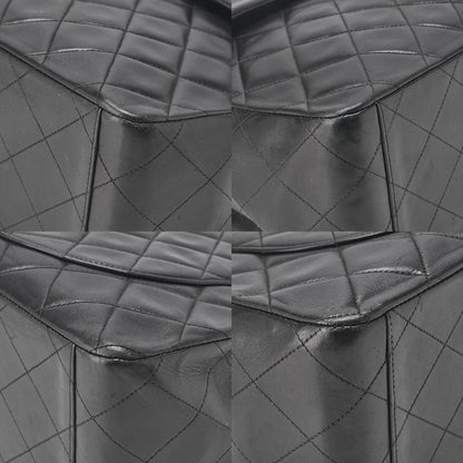 CHANEL Chain Shoulder Bag Deca Matelasse 34cm Single Flap Lambskin Black Gold-Tone Hardware, Pre-Owned