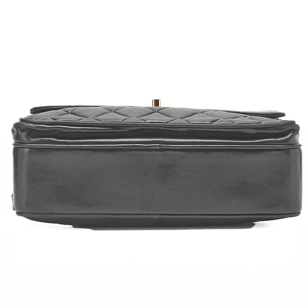 CHANEL Lambskin Matelasse Square Big Coco W Chain Shoulder Black Gold-Tone Hardware, Pre-Owned