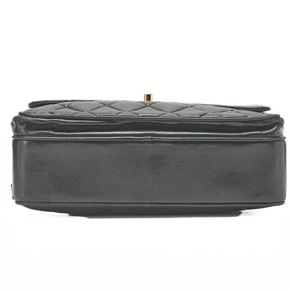 CHANEL Lambskin Matelasse Square Big Coco W Chain Shoulder Black Gold-Tone Hardware, Pre-Owned