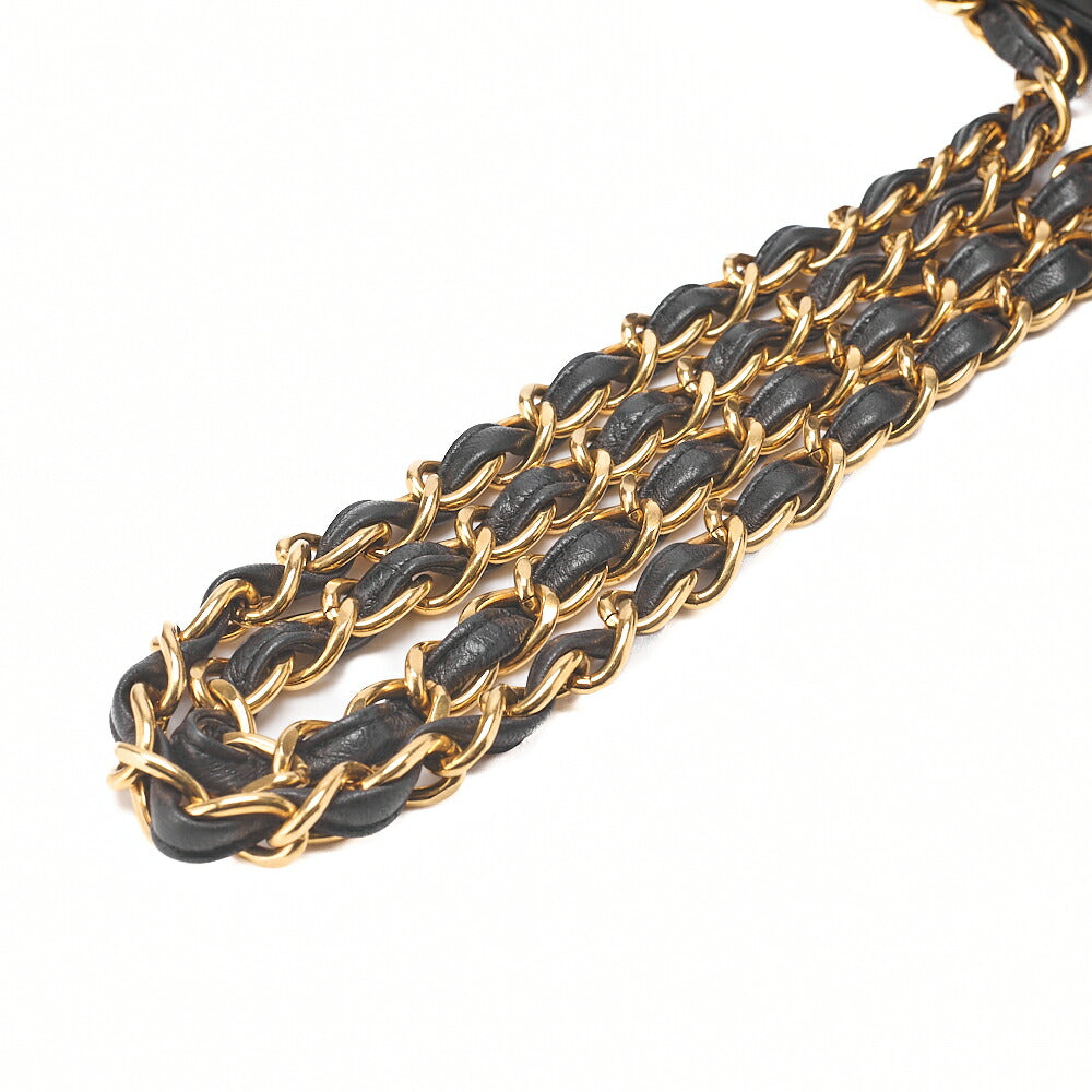 CHANEL Lambskin Matelasse Square Big Coco W Chain Shoulder Black Gold-Tone Hardware, Pre-Owned