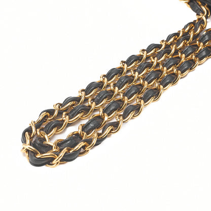 CHANEL Lambskin Matelasse Square Big Coco W Chain Shoulder Black Gold-Tone Hardware, Pre-Owned